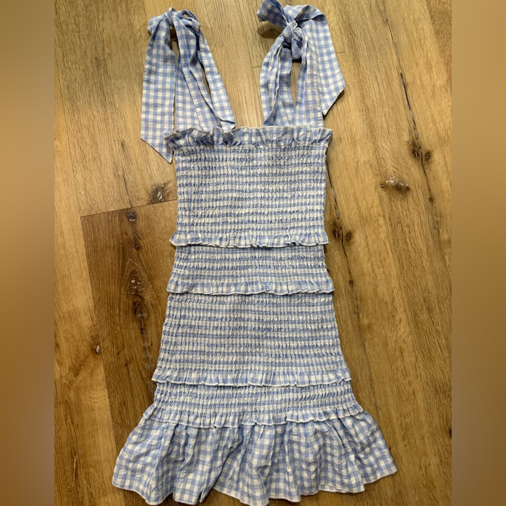 Chic Blue and White Gingham Dress